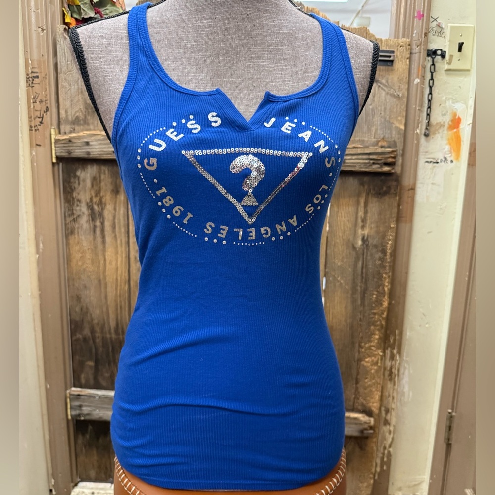 Guess Women's Vibrant Blue Tank Top